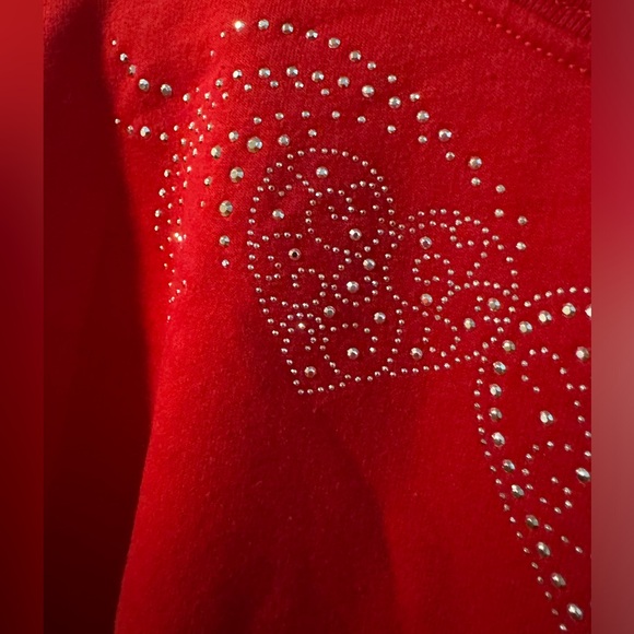 VTG Valentines Rhinestone Hearts Double Collar Embellished Granny Sweatshirt 1X - Picture 2 of 10